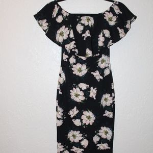 New Black Off Shoulder Floral Dress